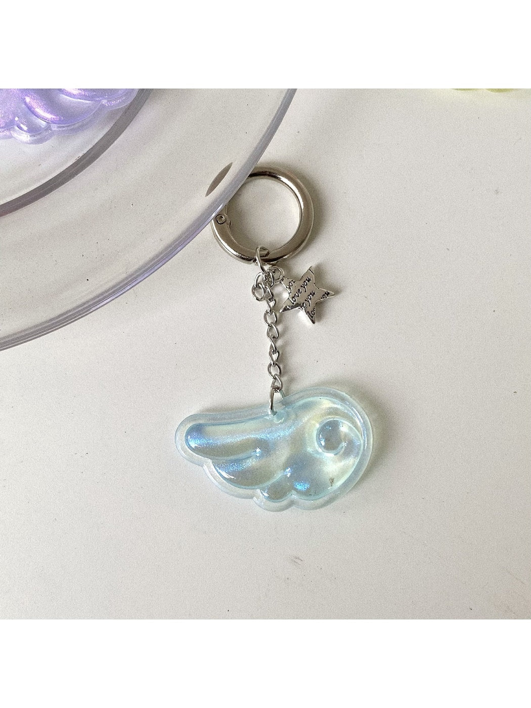 Keypus - Acrylic Alloy Wing Music Note Bag Charm Keychain