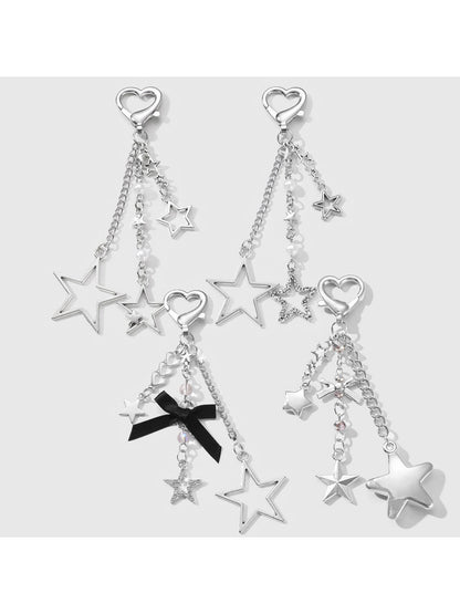 Keypus - Y2K Style Silver Star Bag Charm Keychain
