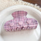 Beau - Cute PVC Plaid Heart Design Claw Clip