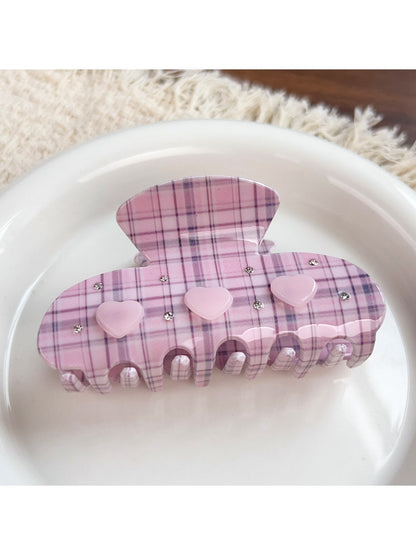 Beau - Cute PVC Plaid Heart Design Claw Clip