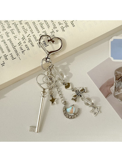 Keypus - Alloy Plastic Heart Key Shape Bag Charm Keychain