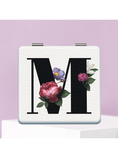 Mirroray - Floral Letter Print Compact Mirror