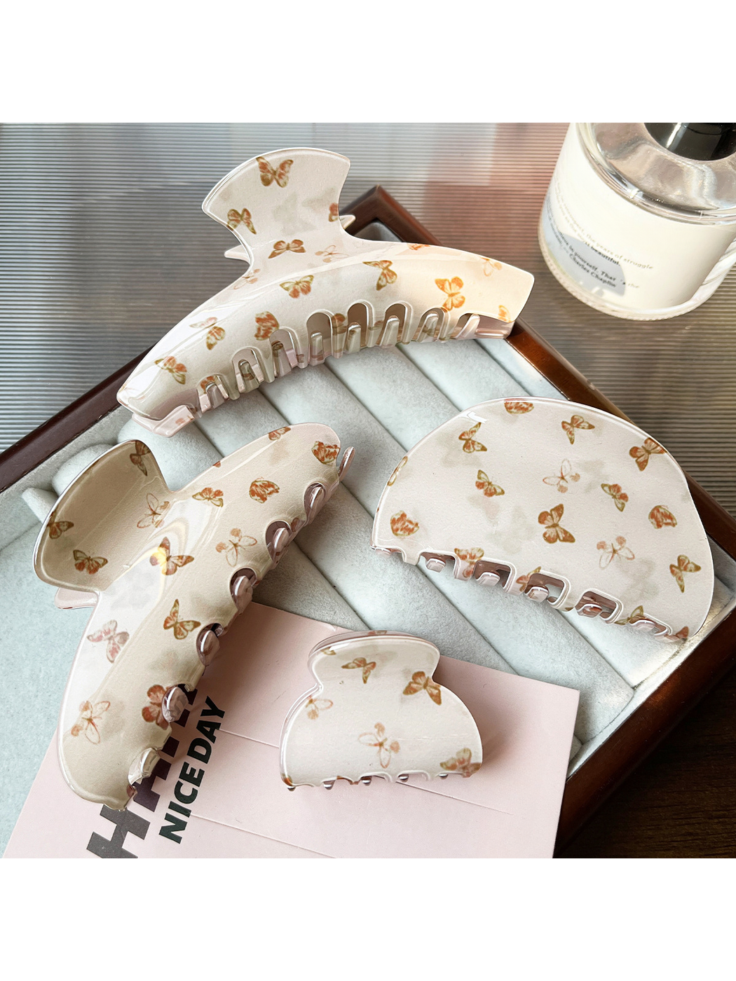 Beau - Faux Acetate Butterfly Geometric Hair Claw Clip