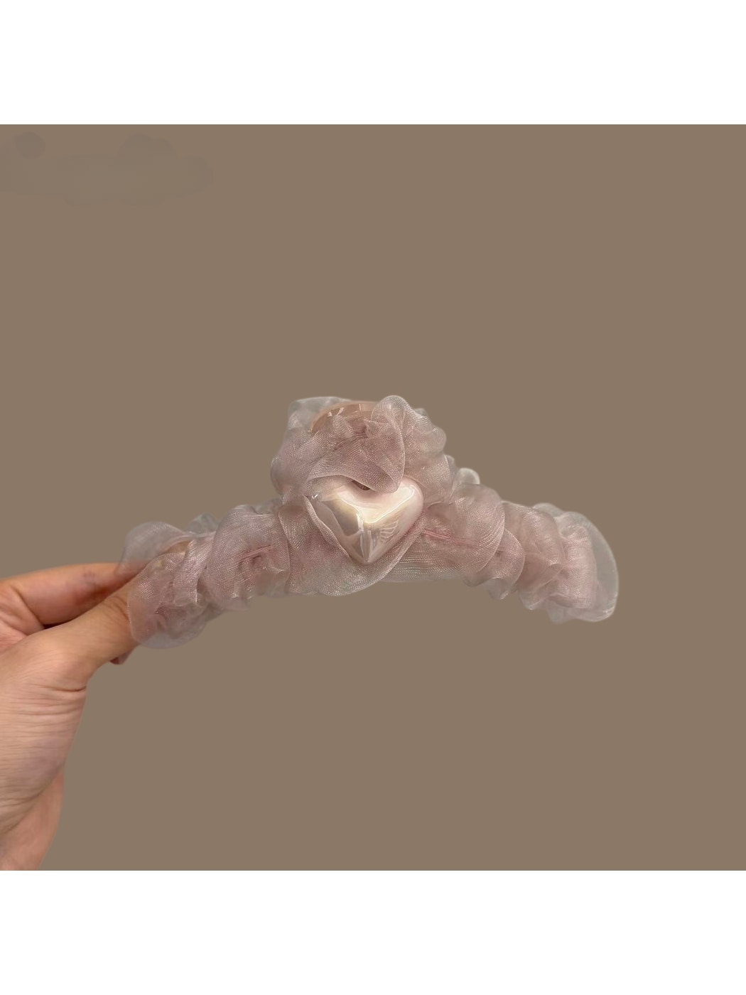 Beau - Sweet Heart Shape Mesh Ruffle Claw Clip
