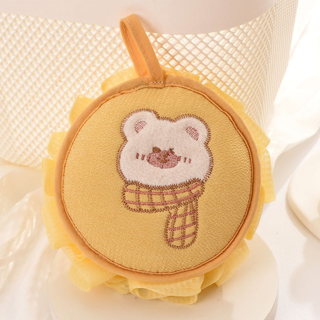 Papo - Cartoon Bear Embroidered Round Bath Pouf