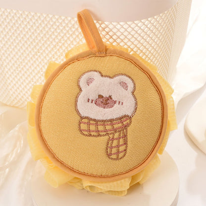 Papo - Cartoon Bear Embroidered Round Bath Pouf