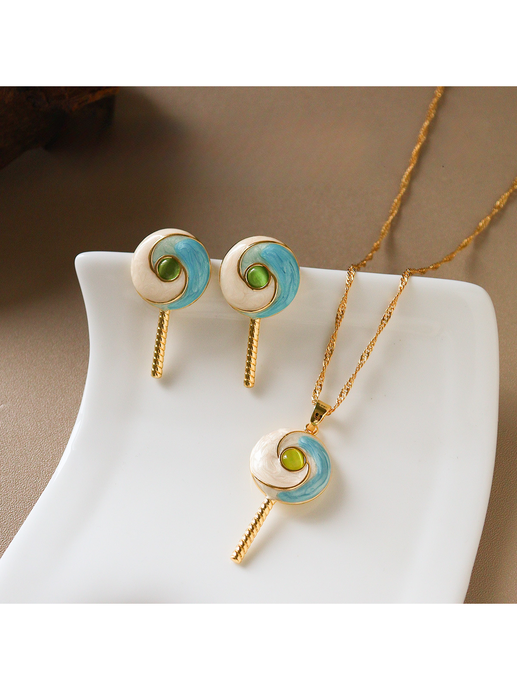 Earedge - Round Candy Design Oil Drip Stud Earrings