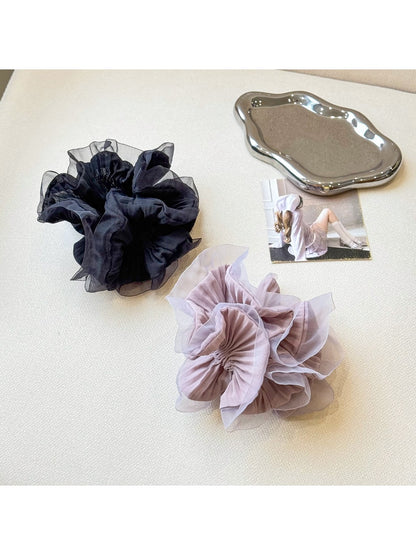 Gifty - Sheer Mesh Scrunchie Elegant Ruffle Hair Tie