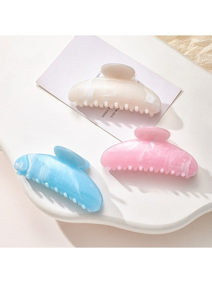 Beau - Marble Look Semi Circle Plastic Claw Clip