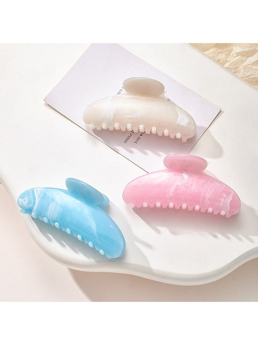 Beau - Marble Look Semi Circle Plastic Claw Clip