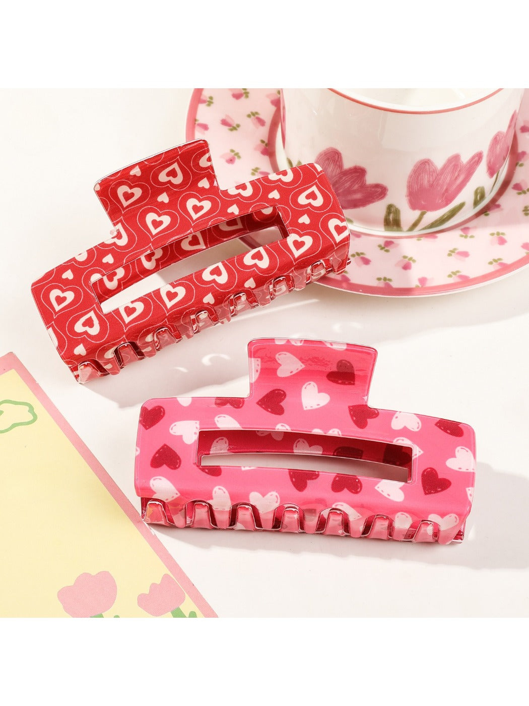 Beau - Valentine'S Day Heart-Patterned Claw Clip