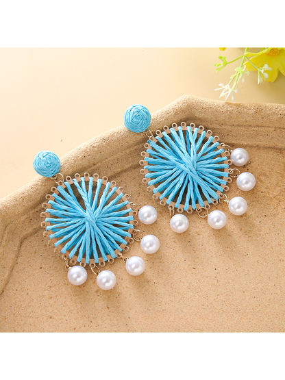 Earedge - Geometric Round Pendant Drop Earrings