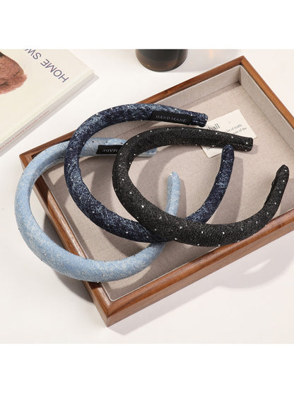 Gifty - Rhinestone Detail Denim Look Fabric Headband