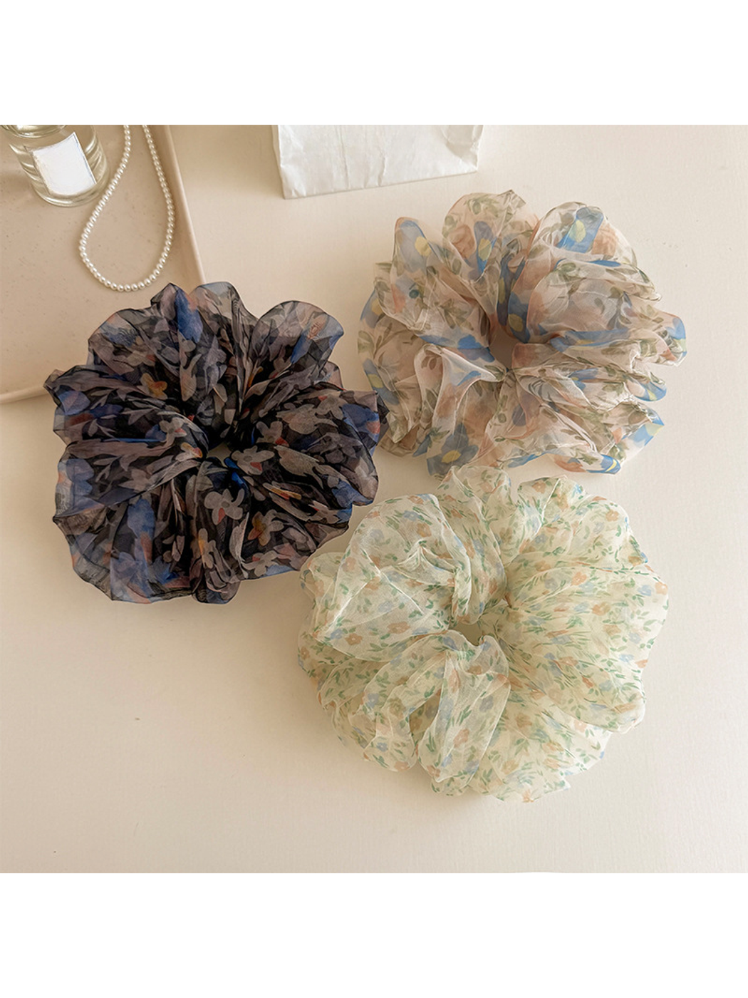 Gifty - Sweet Floral Organza Style Hair Scrunchie