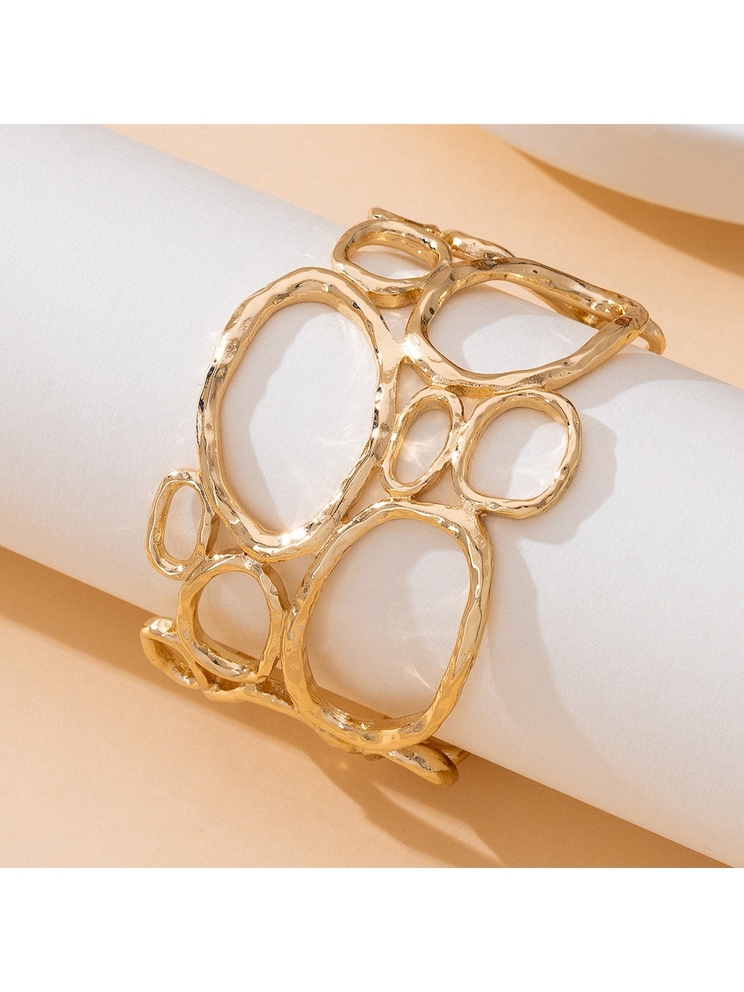 Lovra - Gold Geometric Irregular Open Cuff Bracelet