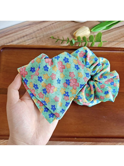 Gifty - Floral Print Polyester Elastic Scrunchie