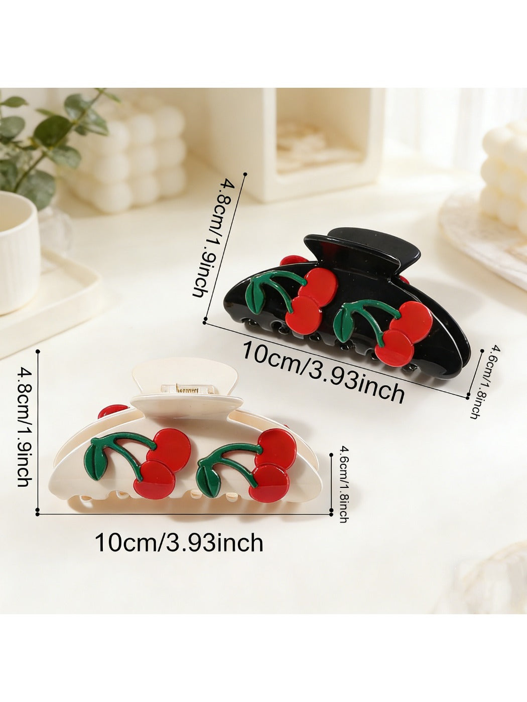 Beau - Half Round Cherry Hair Claw Clip