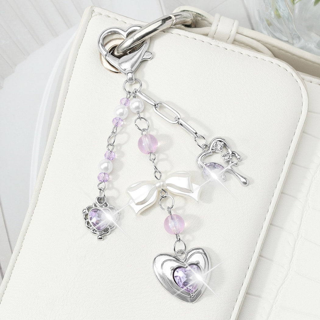 Keypus - Butterfly and Heart Charm Chain Keychain