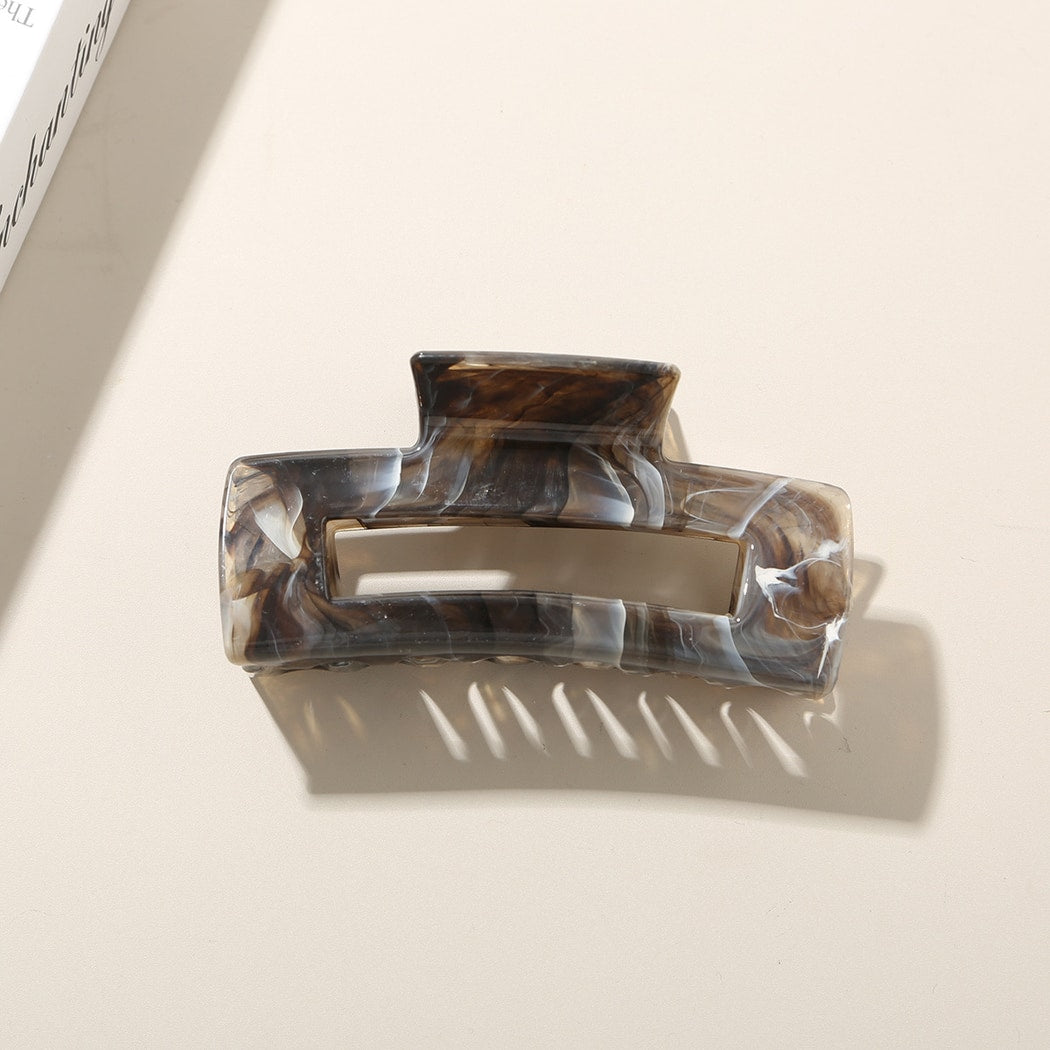 Beau - Marble Pattern PS Rectangular Hair Claw Clip