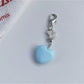 Keypus - Beaded Heart Bag Charm Alloy Plastic Keychain