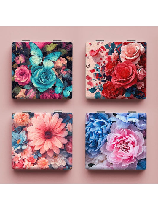 Mirroray - Floral Print Foldable Portable Compact Mirror