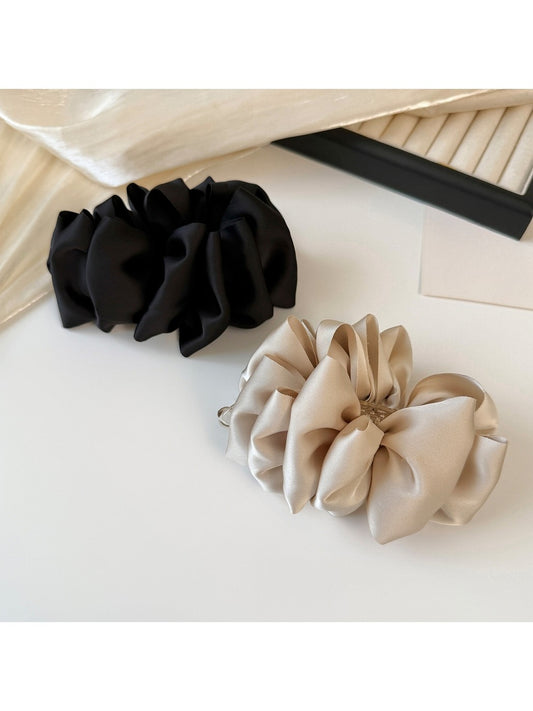 Beau - Pleated Cross Detail Polyester Banana Clip