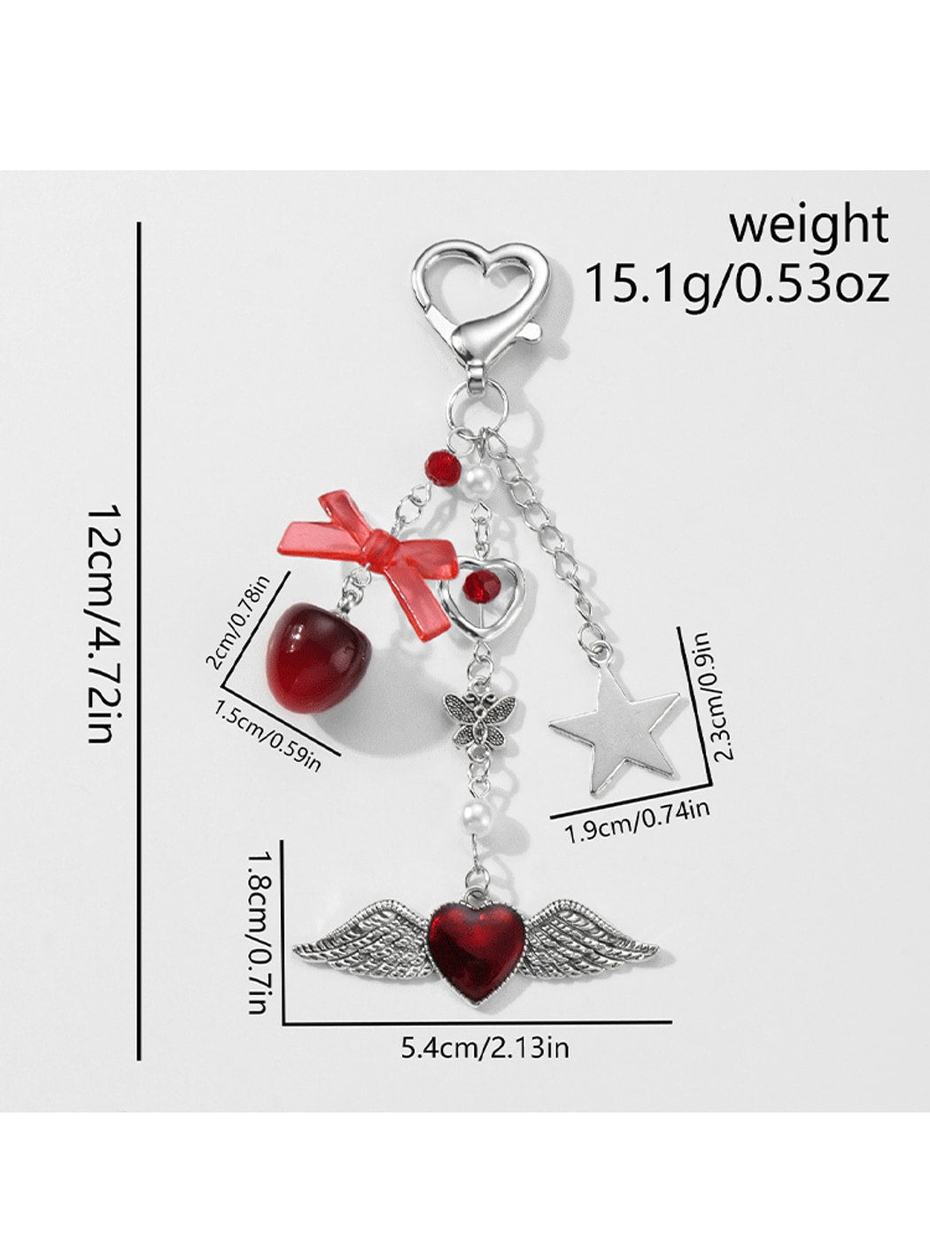Keypus - Y2K Heart Bow Star Pendant Alloy Keychain