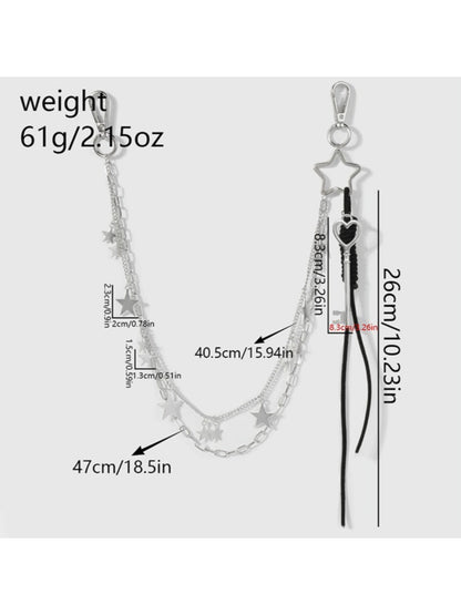 Keypus - Y2K Star Heart Chain Bag Charm Keychain