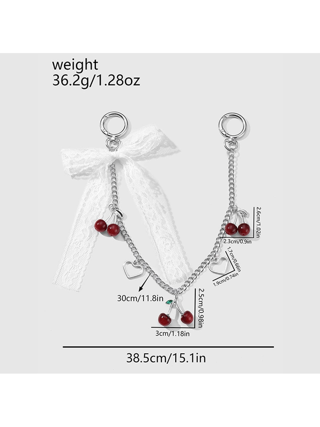 Keypus - Y2K Cherry Bow Chain Bag Charm Keychain