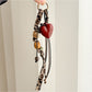 Keypus - Retro Heart Beaded Leopard Detail Keychain
