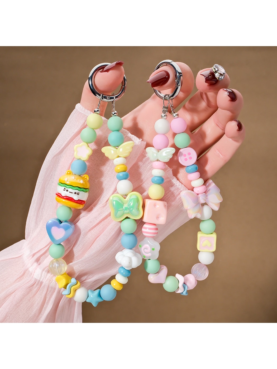 Keypus - Cartoon Acrylic Bow Star Beaded Phone Charm