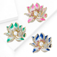 Brovia - Enamel Lotus Flower Alloy Brooch Pendant