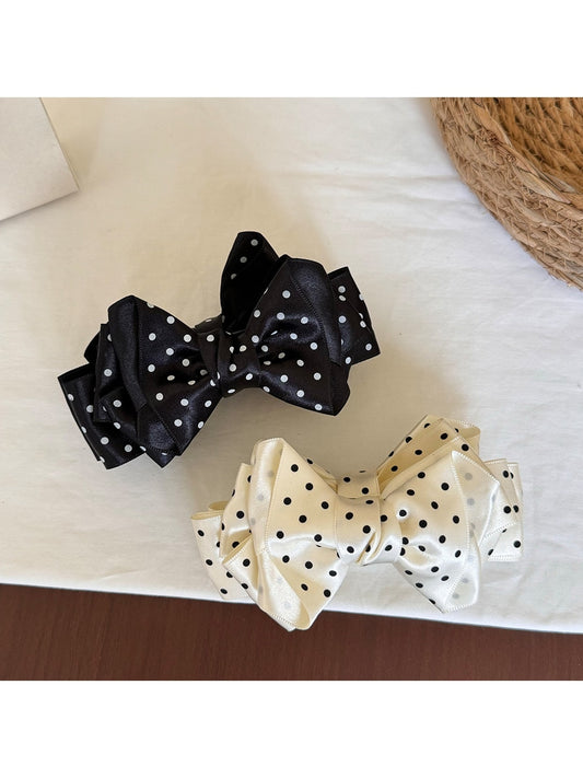 Beau - Polka Dot Bow Ponytail Banana Clip