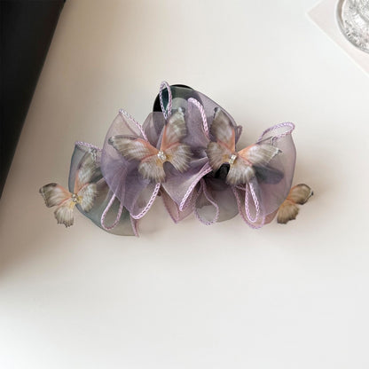 Beau - Purple Bow Organza Layered Claw Clip