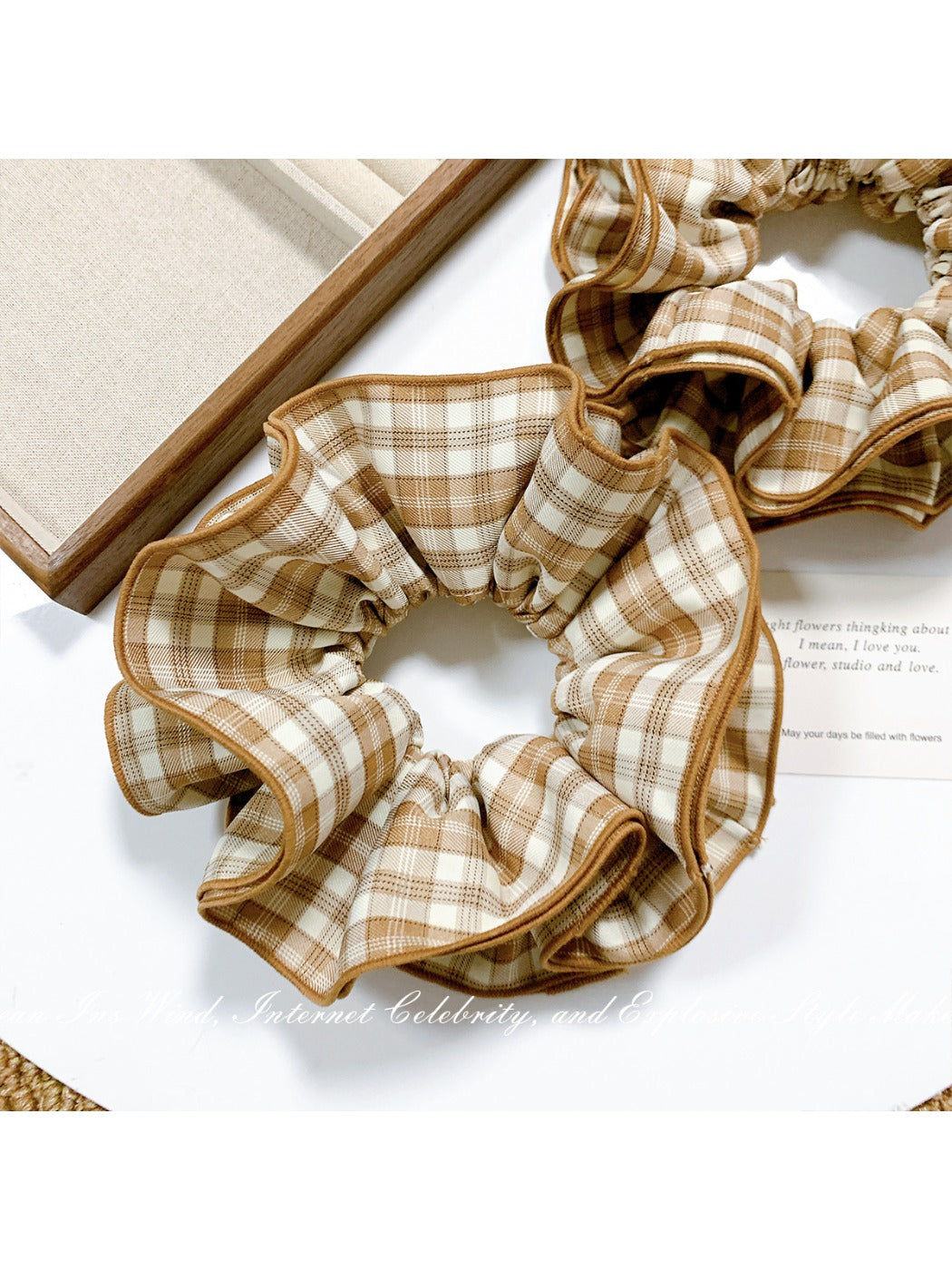 Gifty - Khaki Plaid Hair Ring