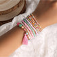 Lovra colorful multi strand beaded bracelet with vibrant mixed beads on a white background