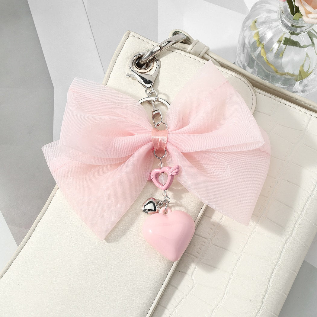 Keypus - Sweet Bow and Heart Charm Keychain