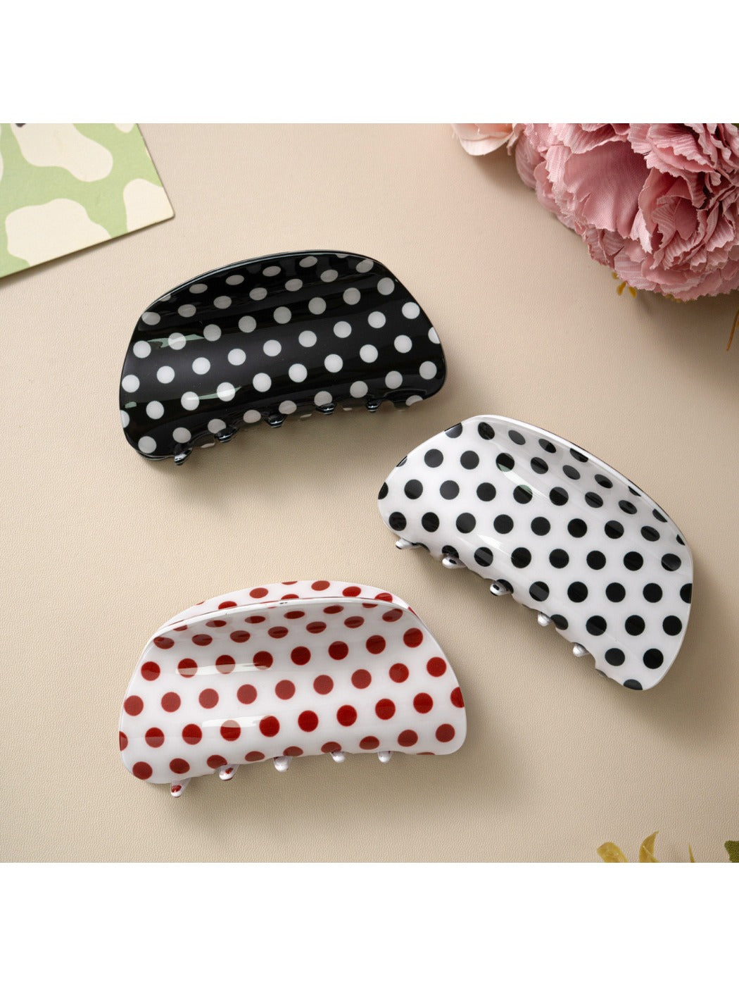 Beau - Minimalist Polka Dot Shark Claw Clip