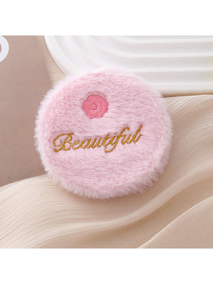 Mirroray - Circular Embroidered Plush Makeup Mirror