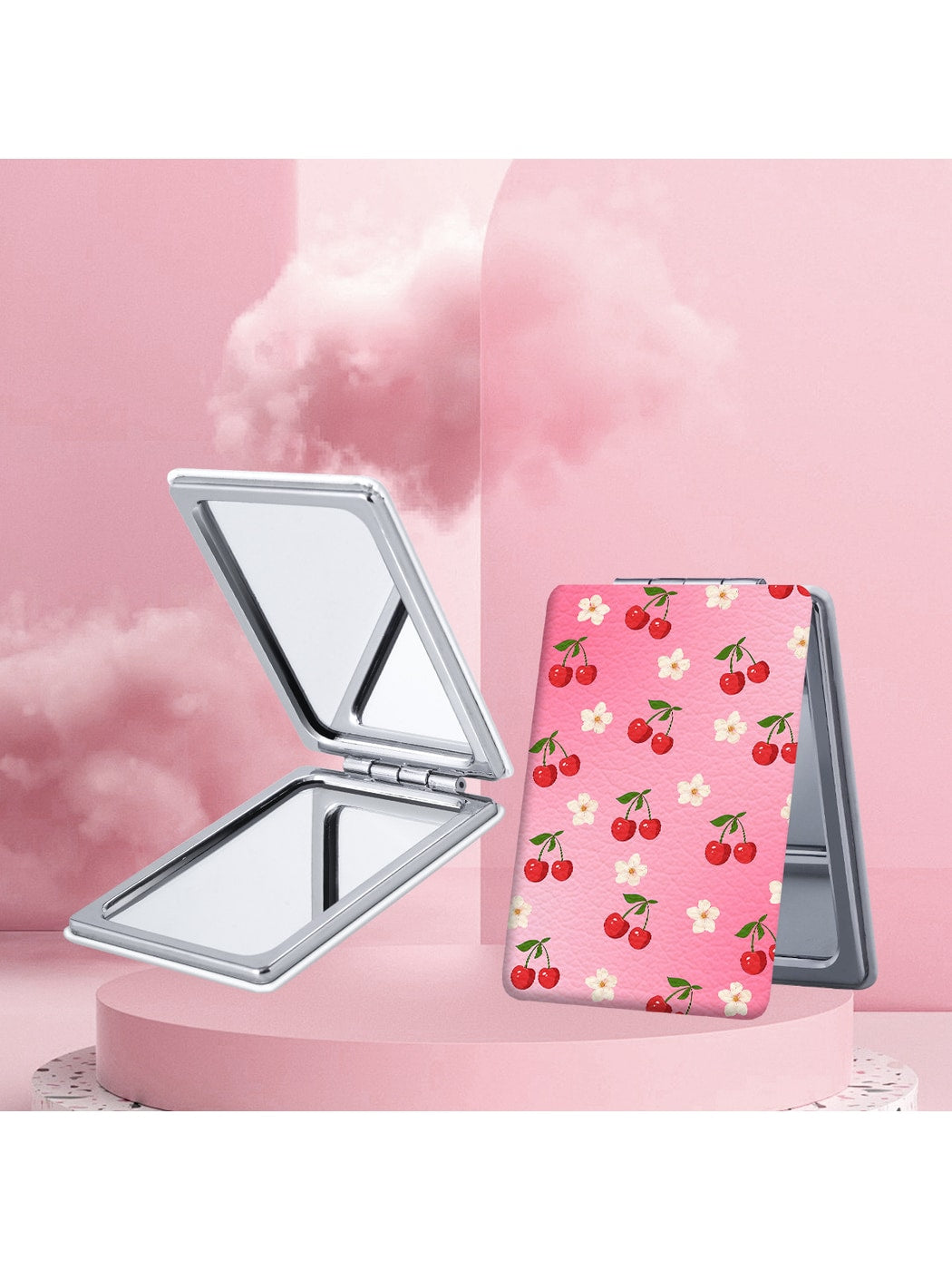 Mirroray - Cherry Print Foldable Touch Up Handheld Mirror