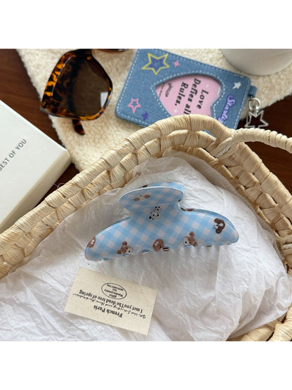Beau - Bear Gingham Acetate Sheet Claw Clip