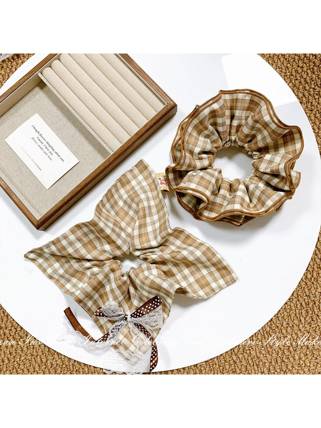 Gifty - Khaki Plaid Hair Ring