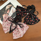 Gifty-Large Bow Hair Tie Floral Print Low Ponytail Accessory