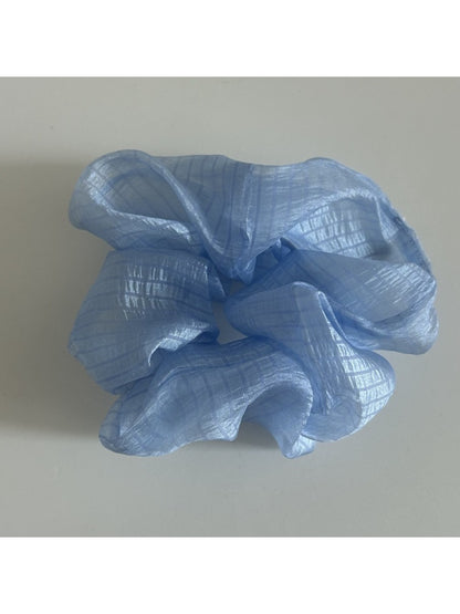 Minimalist sheer tulle scrunchie with soft ruffled texture