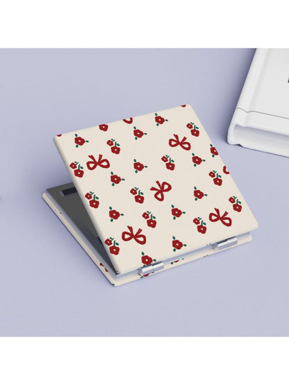 Mirroray - Adorable Red Floral Square Compact Mirror