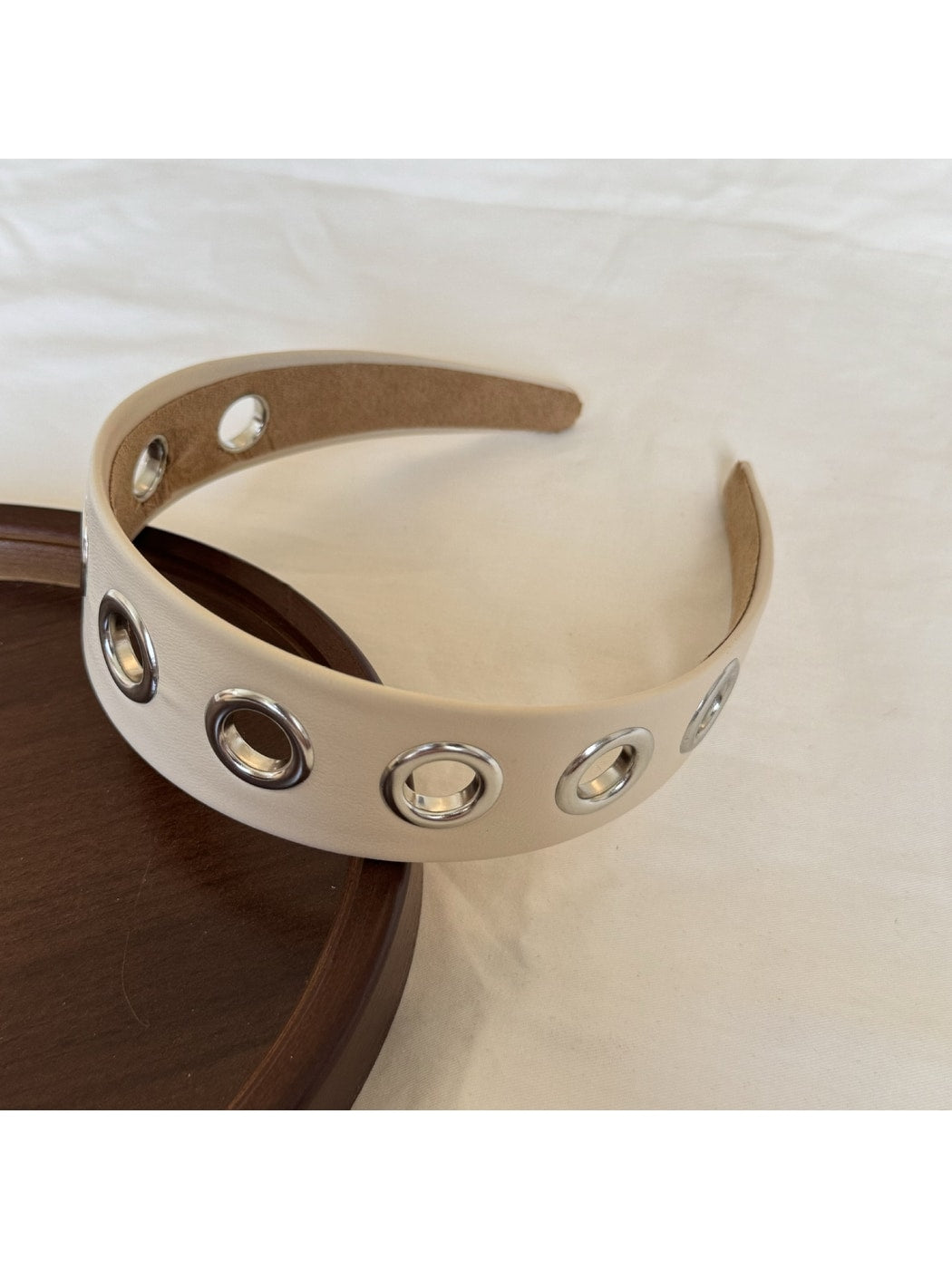 Gifty - Simple Punk Style PU Leather Alloy Detail Headband