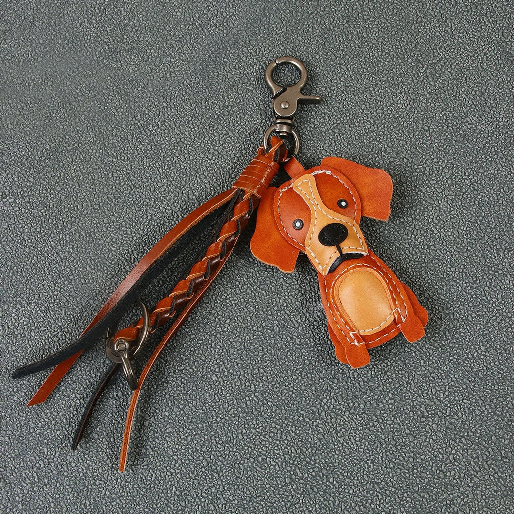 Keypus - Retro PU Puppy Pendant Alloy Keychain
