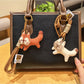 Close-up of Keypus cute squirrel charm keychain with detailed fur texture