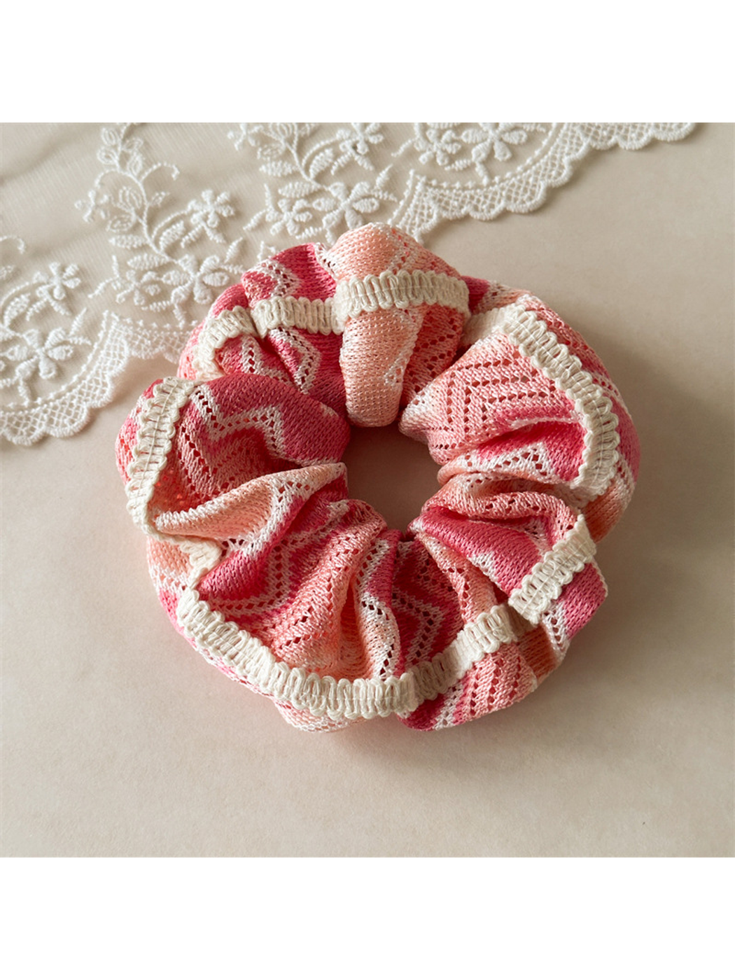 Gifty - Large Ruffled Openwork Detail Scrunchie