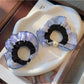 Gifty - Blue Plaid Polka Dot Fabric Scrunchie